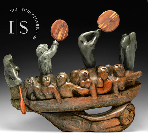 23" BENCHMARK Umiak Boat with Passengers by Abraham Ruben *High Hopes*