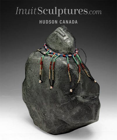 VINTAGE 10" Inuk Woman with Bead Necklace by Mary Tutsiutok *Gloria*