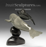 10" Mother and Calf Belugas by Jimmy Iqaluq